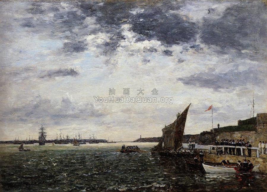 Marines Landing in Brest Harbor - 尤金·布丹